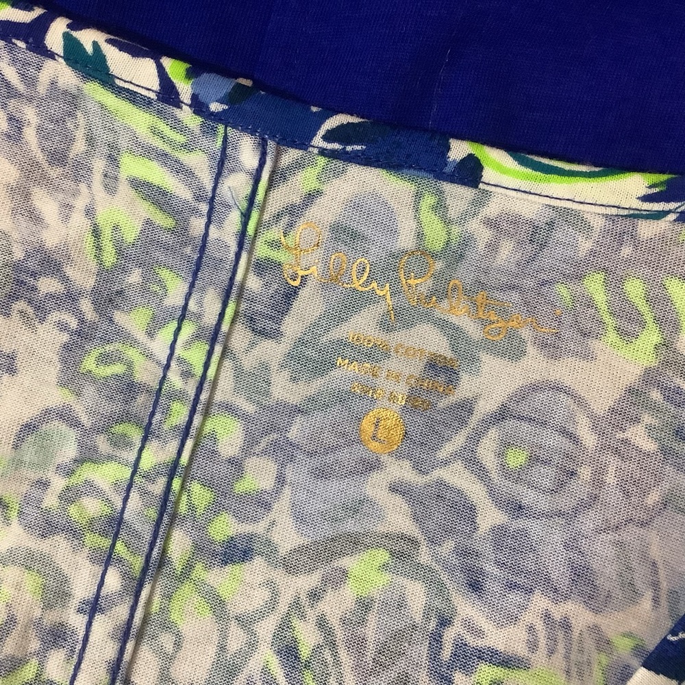 Lilly Pulitzer Blue Beacon Long Sleeved T-shirt Dress Large 100% Cotton - Picture 6 of 6